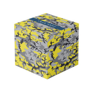 Cube Photo Camouflage jaune et gris Votre nom Personnalisez