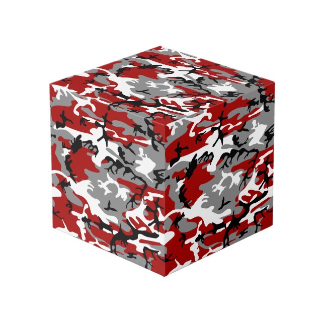 Cube Photo Camouflage rouge et gris, Militaire, Armée (Angle devant)