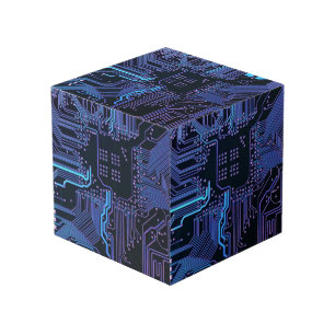 Cube Photo Carte cool de circuit d'ordinateur bleu