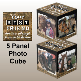 Cube Photo Cheval meilleur ami 4 photo rustique brun noir