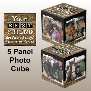 Cube Photo Cheval meilleur ami 4 photo rustique brun noir