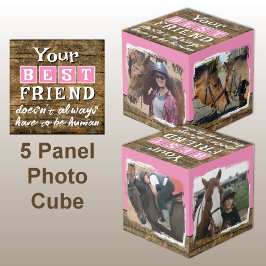 Cube Photo Cheval meilleur ami 4 photo rustique brun rose