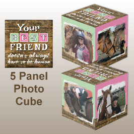 Cube Photo Cheval meilleur ami 4 photo rustique brun vert