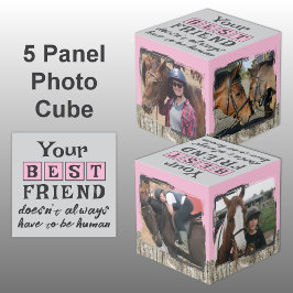 Cube Photo Cheval meilleur ami 4 photo rustique gris rose