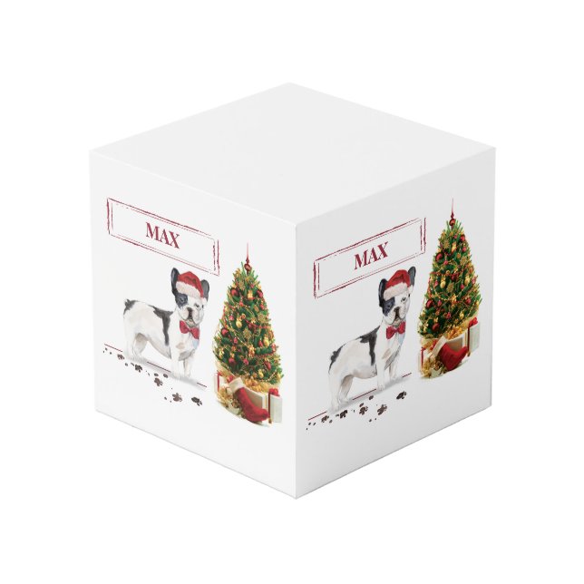 Cube Photo Chien de Noël Noir et Blanc (Angle arrière)