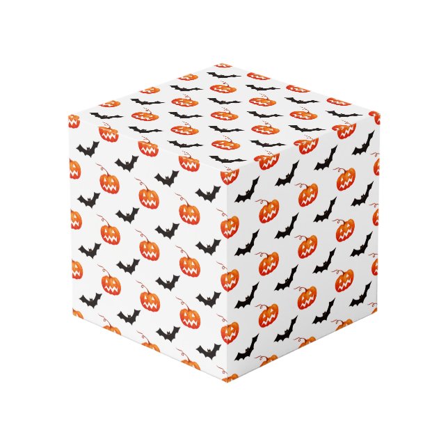 Cube Photo Citrouilles et chauves-souris d'Halloween, Trou ou (Angle devant)