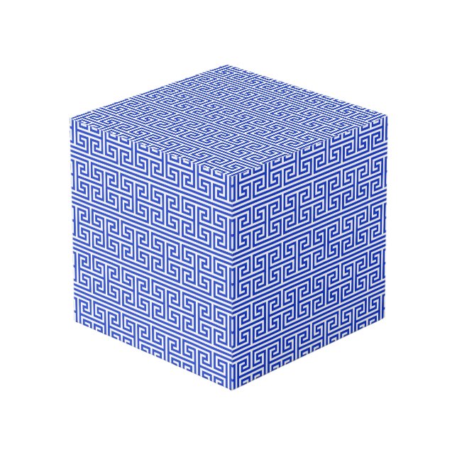 Cube Photo Clé grecque Meander Carré Motif H Bleu (Angle devant)