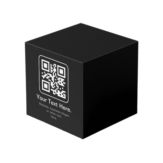 Cube Photo Code QR scannable moderne | Noir Blanc & Gris (Angle devant)