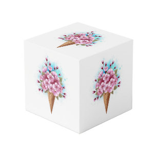 Cube Photo Cône rose Sakura crème glacée gaufre