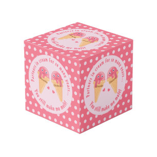 Cube Photo Crème glacée Scoops Cute Romantique Saint Valentin