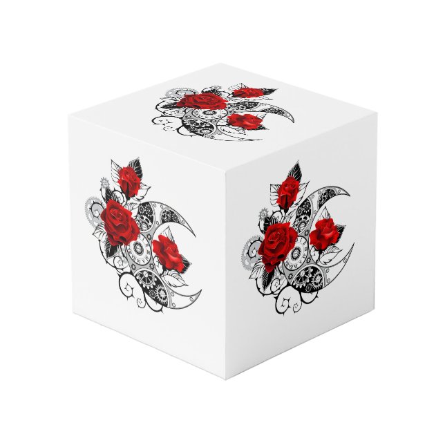 Cube Photo Croissant mécanique avec roses rouges (Angle devant)