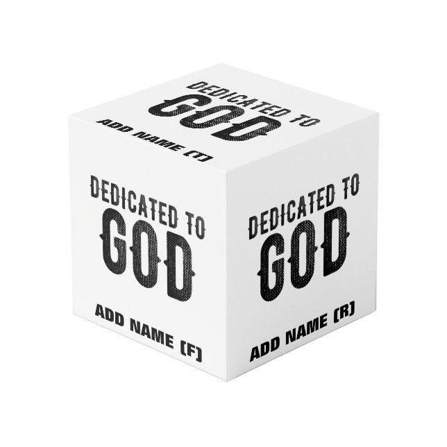 CUBE PHOTO DÉDIÉ À DIEU PERSONNALISABLE COOL TEXTE NOIR (Angle devant)