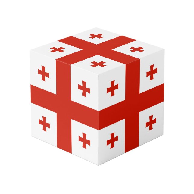 Cube Photo Drapeau de Géorgie (Angle devant)