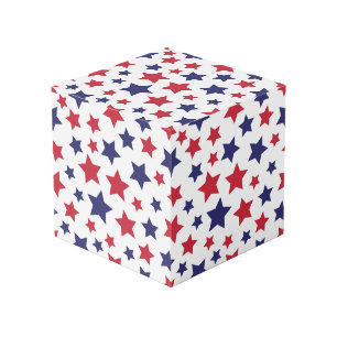 Cube Photo Étoiles rouges et bleues, 4 juillet, fond blanc