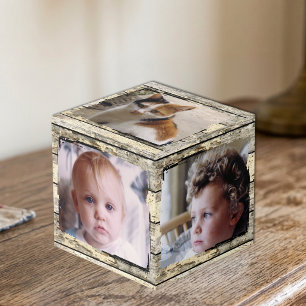 Cube Photo Famille bois rustique faux 5 photo