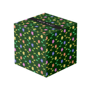 Cube Photo Fleurs colorées, Arrière - plan vert, Noir
