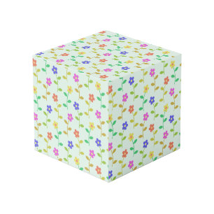 Cube Photo Fleurs Colorées, Motif Floral, Feuillage, Boho