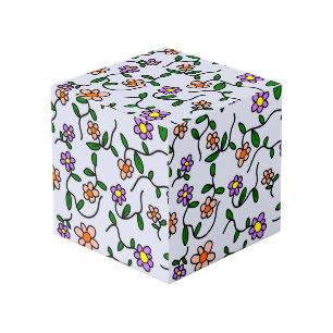 Cube Photo Fleurs colorées, Motif Floral, Verdure, Boho