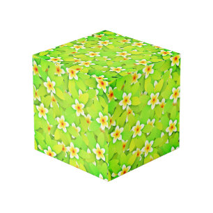 Cube Photo Floral Vert Feuille Fleurs Jaunes Motif
