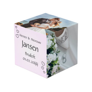 Cube Photo Fotocube Mariage – Rose Clair avec Cœurs -
