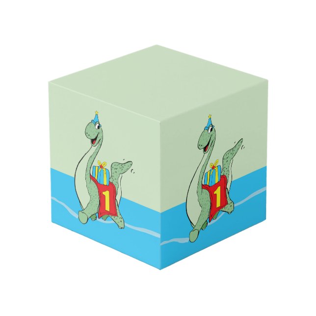 Cube Photo Garçon, 1er anniversaire Dinosaur (Angle devant)