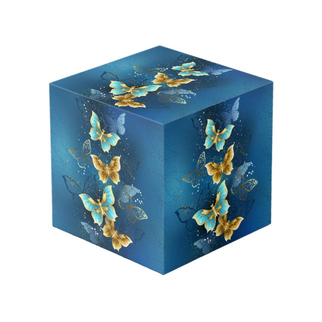 Cube Photo Golden butterflies (Angle devant)