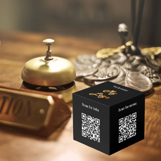 Cube Photo Logo de l'entreprise d'accueil QR code info table