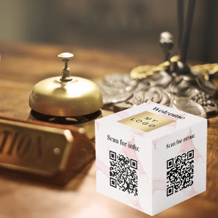 Cube Photo Logo de l'entreprise de bienvenue QR codes table d
