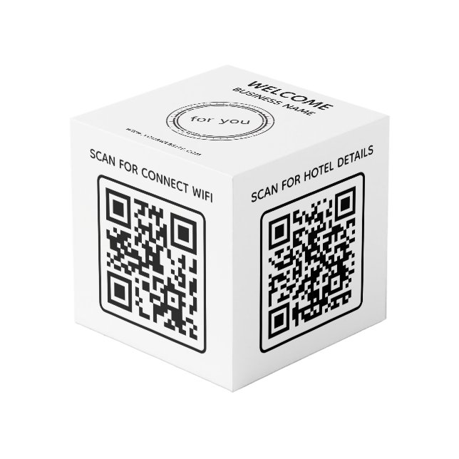 Cube Photo Logo de l'entreprise de l'hôtel Code QR Wifi Autre (Angle devant)