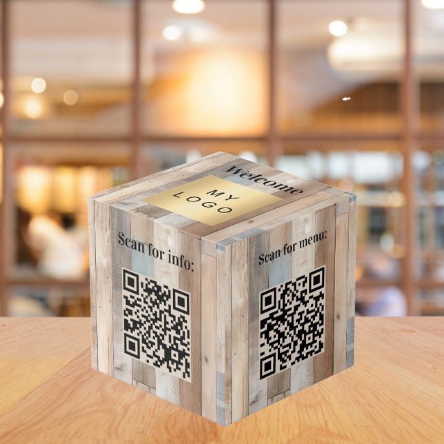Cube Photo Logo d'entreprise de bienvenue QR codes bois d'inf (Créateur téléchargé)
