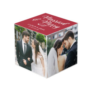 Cube Photo Marié Merry Newlyweds First Christmas Photo