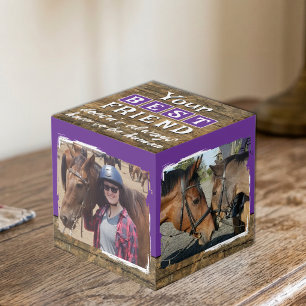 Cube Photo Meilleur ami cheval 4 photo brun rustique violet