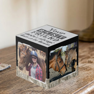 Cube Photo Meilleur ami cheval 4 photo gris noir rustique