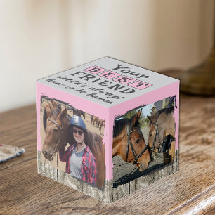 Cube Photo Meilleur ami cheval 4 photo gris rose rustique