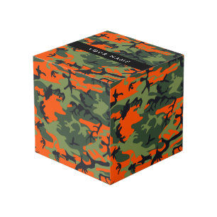 Cube Photo Motif de camouflage orange, Votre nom, Personnalis