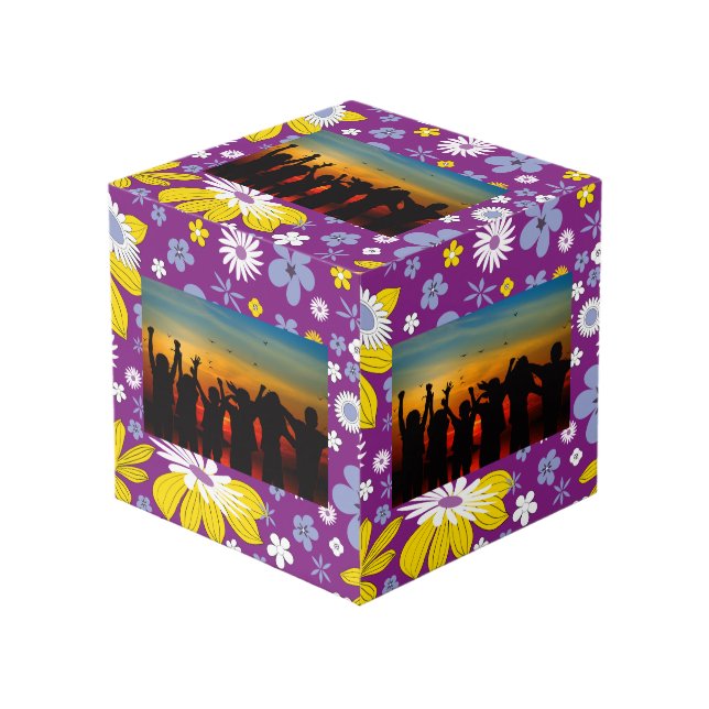 Cube Photo Motif floral sans couture (Angle devant)