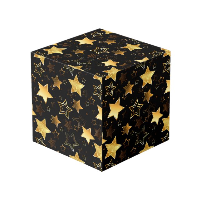 Cube Photo Motif sans couture avec étoiles d'or (Angle devant)