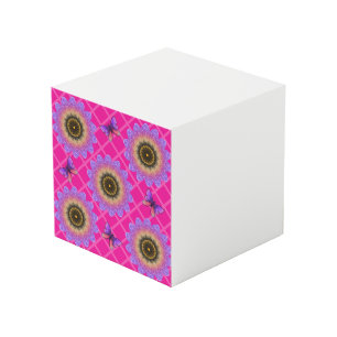 Cube Photo Motif Tournesol et Papillon en Velours Violet