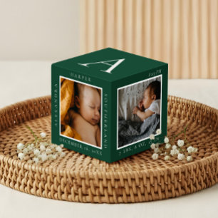Cube Photo Nom du bébé minimal et statistiques de naissance