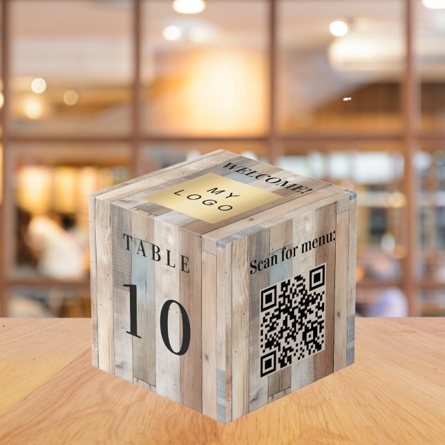 Cube Photo Numéro de tableau Code QR menu logo commercial boi (Créateur téléchargé)