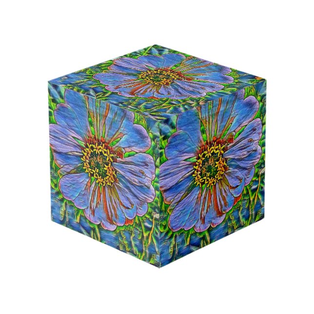 Cube Photo Peinture pourpre de fleur (Angle devant)