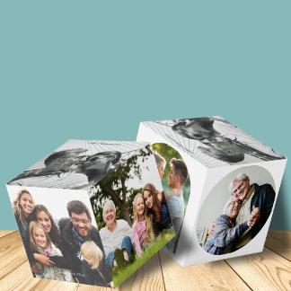 Cube photo personnalisé pour famille heureuse cinq