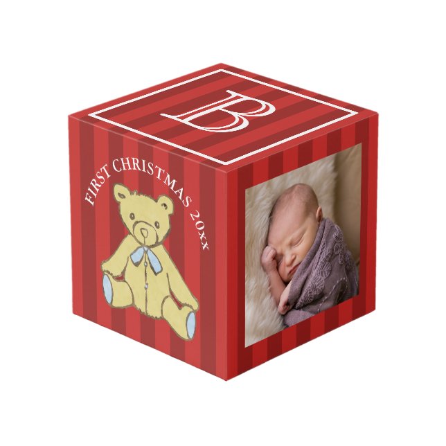 Cube Photo Photo personnalisée premier par Noël de bébé (Angle devant)