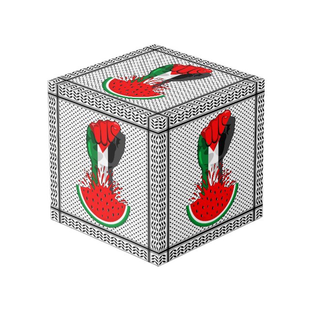 Cube Photo Poing de résistance palestinienne sur le symbole d (Angle devant)