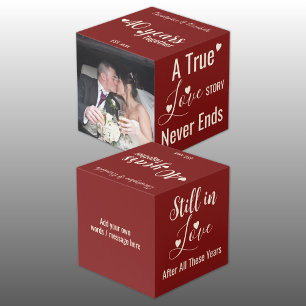 Cube Photo Ruby 40 ans anniversaire crème rouge photo