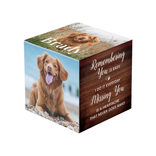 Cube Photo Souvenir Rustique de chien animal de compagnie per (Angle devant)