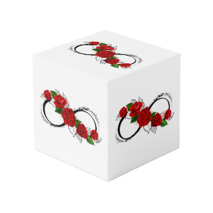Cube Photo Symbole d'infini avec les roses rouges