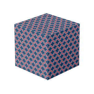 Cube Photo Trellis marocain bleu et rouge, treillis, Quatrefo