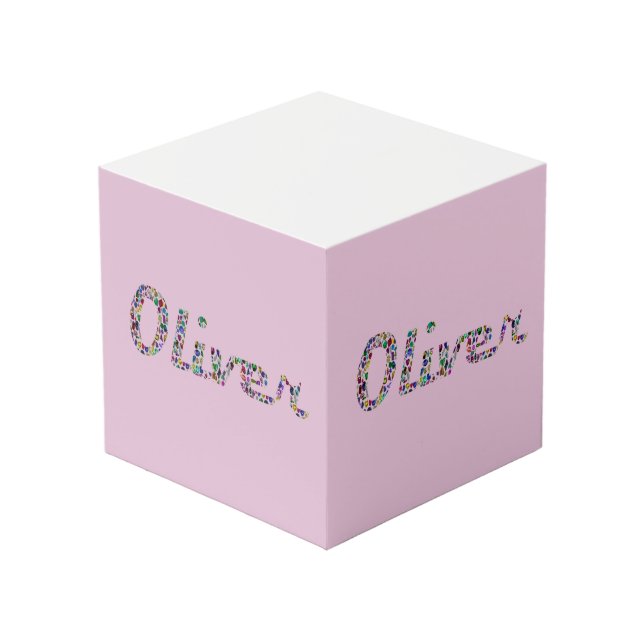 Cube Photo Typographie Oliver avec design Motif coloré (Angle devant)