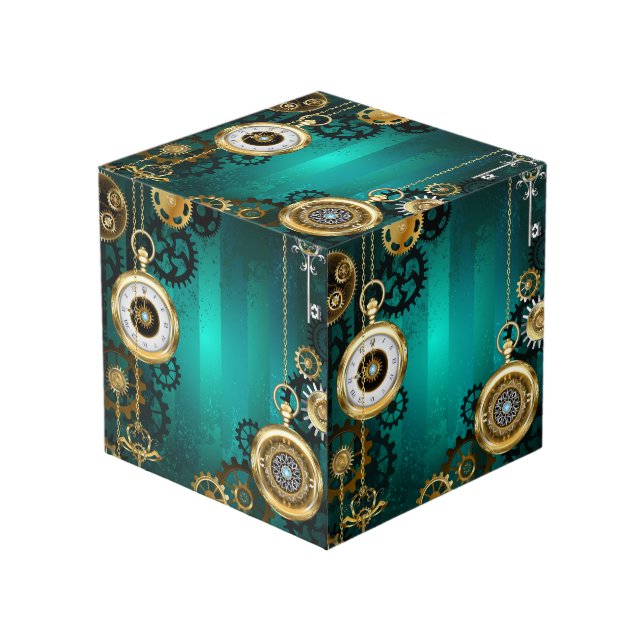 Cube Photo Veille bijoux Steampunk sur un Arrière - plan vert (Angle devant)